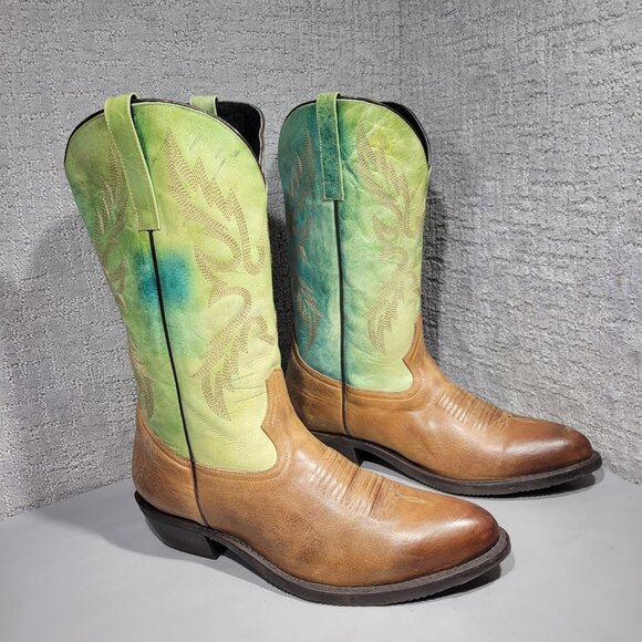 Masterson RBC824 Men's Size 14 EW US Brown Green Leather Pull on Western Boots - Picture 1 of 11